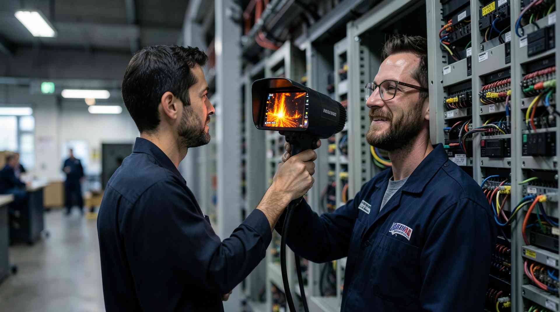 Licensed electrician performing switchboard thermal imaging in Melbourne